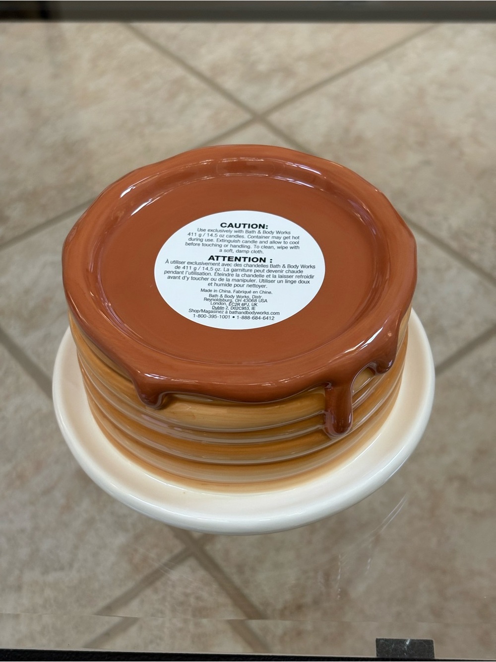 Bath & Body Works Pancake Stack 3-Wick Candle Holder (Syrup Drip Design)